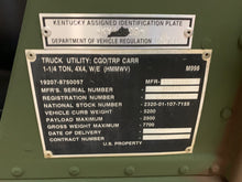 Load image into Gallery viewer, SOLD 1991 M998 HMMWV Four Door Soft Top (Lot#564)