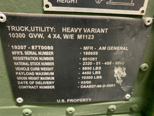 Load image into Gallery viewer, SOLD 2000 AM General M1123 6.5L GEP Turbo Diesel, 4 Speed, A/C, Street Legal HMMWV Military H1 (Lot#999)