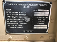 Load image into Gallery viewer, SOLD 2007 AM General M1152 GEP 6.5L Turbo Diesel, 4 Speed w/OD, A/C (Lot #1292)