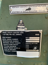 Load image into Gallery viewer, SOLD 1993 M998 HMMWV (Lot#625)