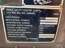Load image into Gallery viewer, SOLD 1992 M998 HMMWV (Lot#618)