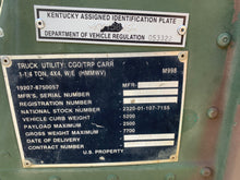 Load image into Gallery viewer, SOLD 1991 M998 HMMWV (Lot#584)